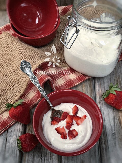 Great way start the day with Greek Nogurt & fresh strawberries in a beautiful red bowl 