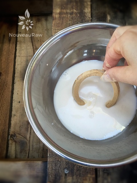 dipping it in almond milk when making raw vegan gluten-free Spicy Onion Rings