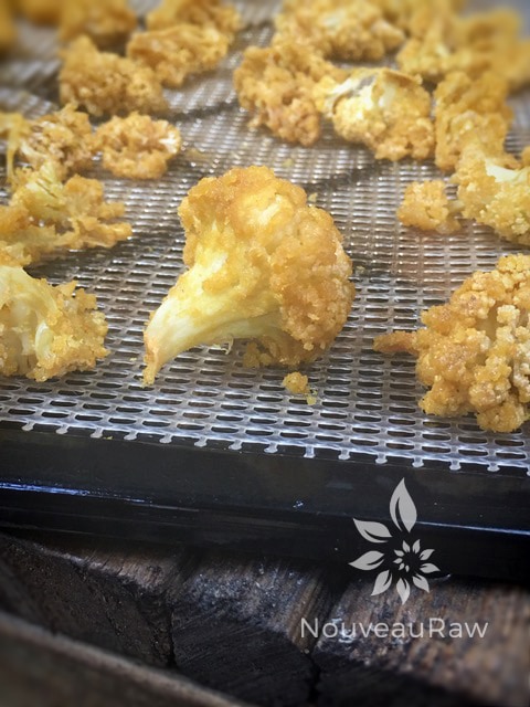 a close up of raw vegan Cauliflower Popcorn 