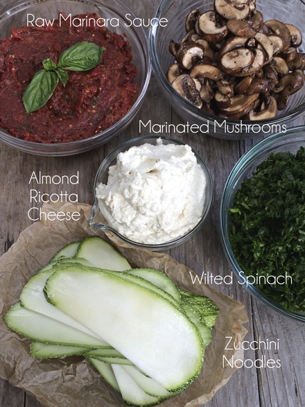 mise in place when creating vegan raw Living Lasagna 