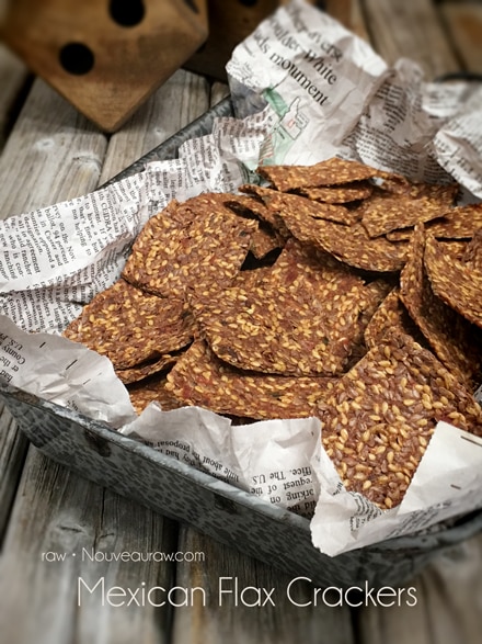 raw vegan dehydrated Mexican Flax Crackers