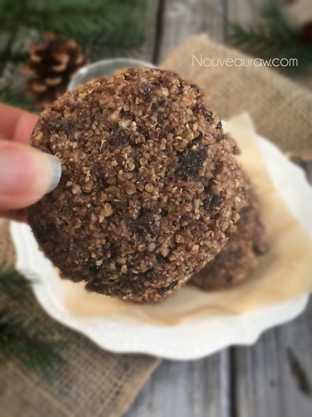 close up of raw vegan Quinoa Raisin Cookies 