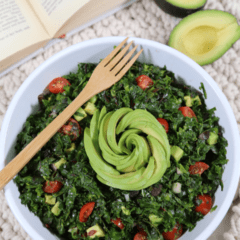 raw and vegan salad recipe for Three green salad with avocado flower