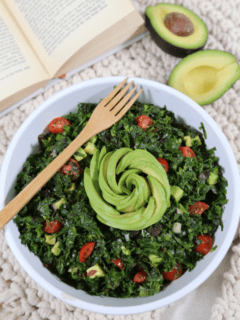raw and vegan salad recipe for Three green salad with avocado flower