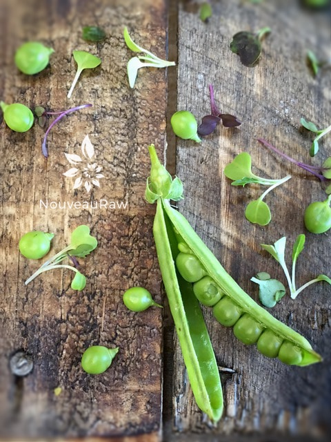 a photo of sugar snap peas and micro greens