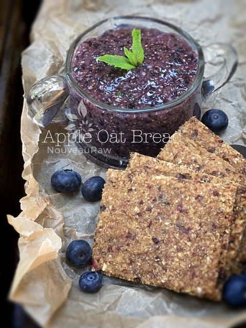 Raw Apple Oat Bread with Blueberry Chia Jam