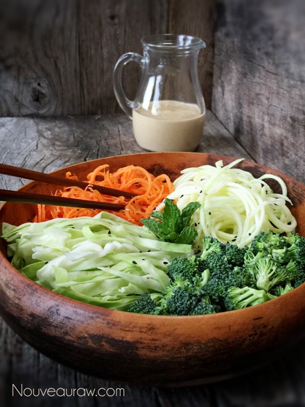 ingredients to make raw vegan Tahini Vegetable Medley Salad