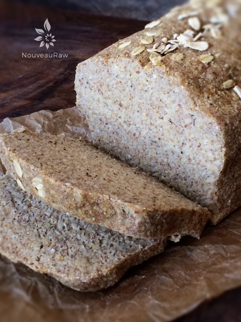 a close up of sliced raw vegan gluten-free Honey Oat Bread
