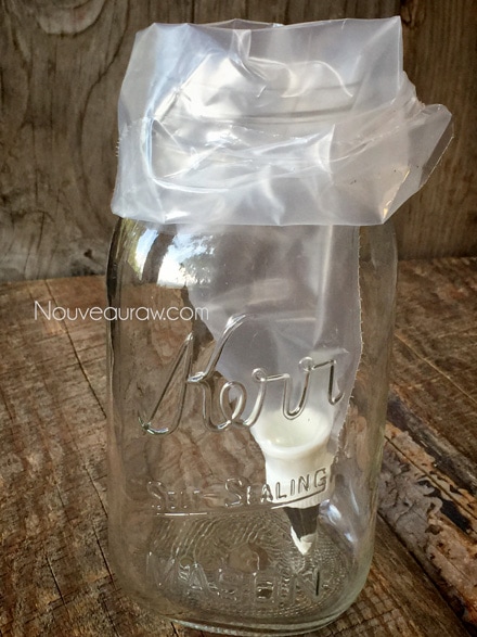 Slide the bag into the jar and fold the edges over the jar.