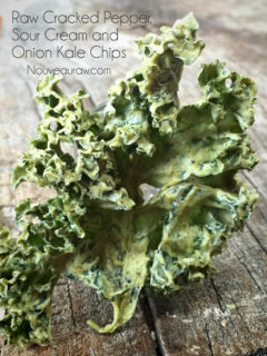 raw, vegan, gluten-free Cracked Pepper Sour Cream and Onion Kale Chips