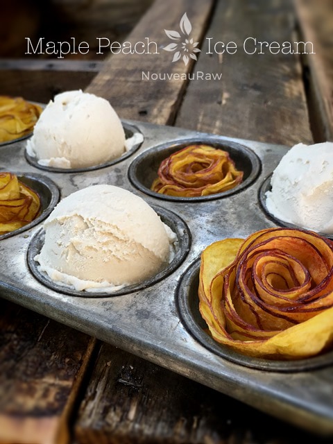 raw vegan Maple Peach Ice Cream served in muffin tins 