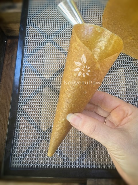 once dried remove the mold and you the perfect raw vegan Banana Mango Cone
