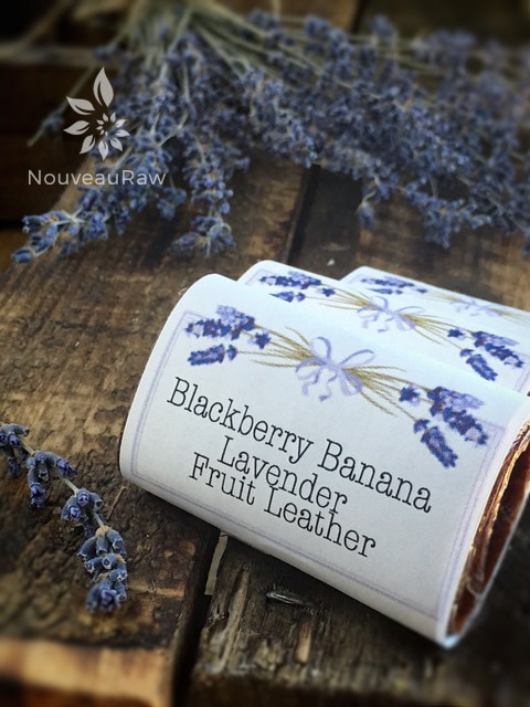 Blackberry Banana Lavender Fruit Leather packaged for gift giving