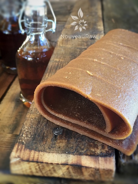 rolled up fruit leather served with ice tea