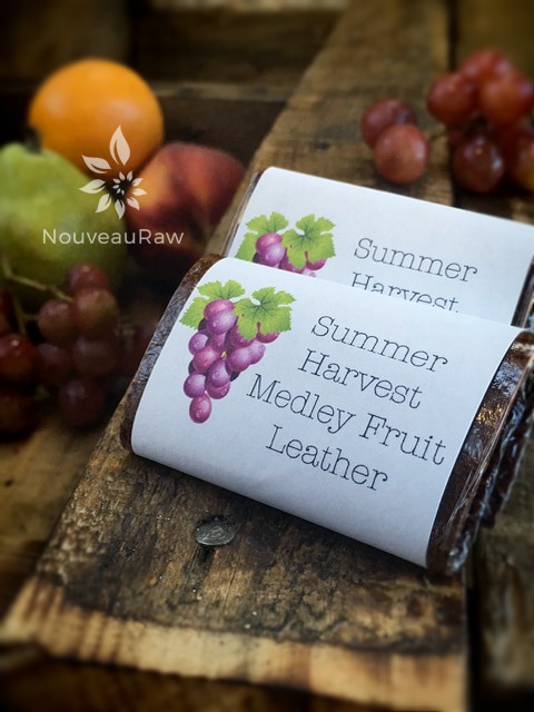 Summer Harvest Medley Fruit Leather all packaged up with pretty labels