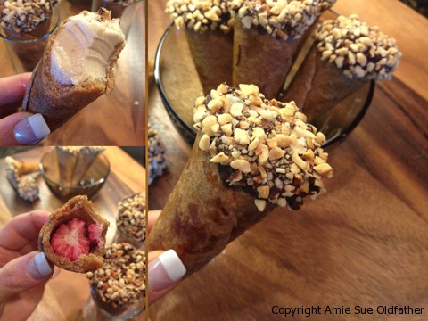 as you eat down the raw vegan Ice Cream Cone Drumstick Sundae you will find a surprise in the bottom of the cone
