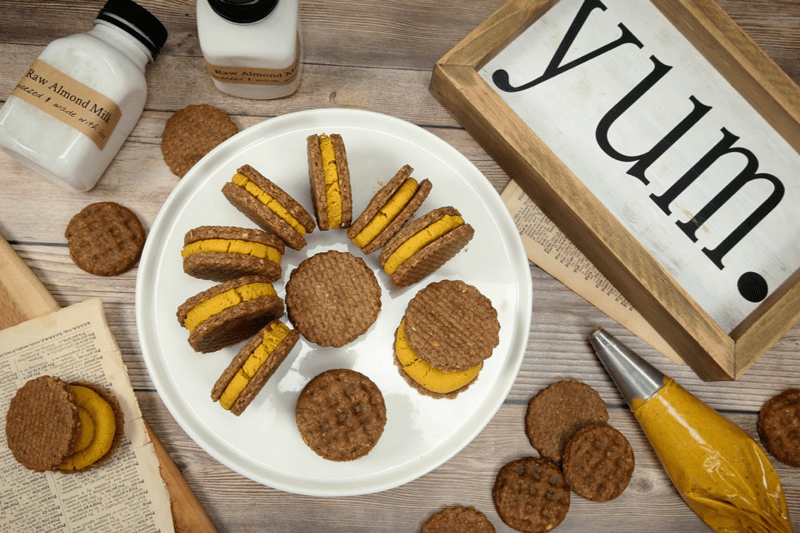 Ginger-Pumpkin-Spice-Waffle-Sandwich-Cookies-being-made