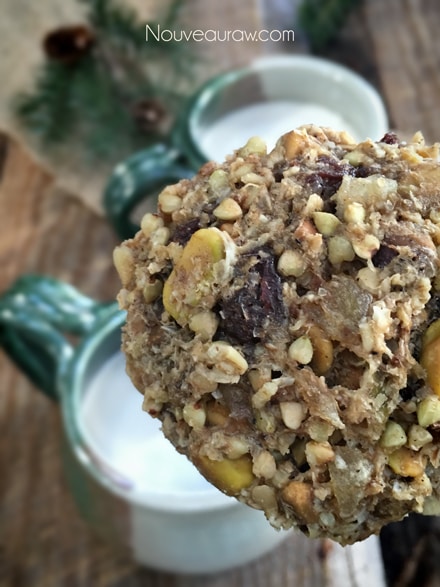 a chunky version of a raw vegan Salted Ginger and Pistachio Cookie 