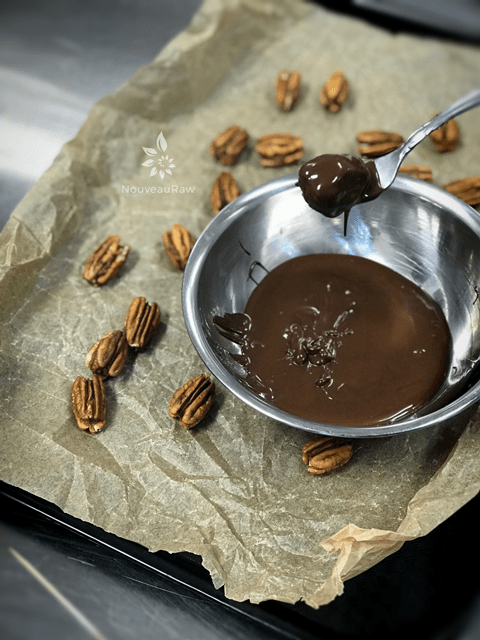 Bob's-Favorite-Chocolate-Covered-Turtles Dip in chocolate