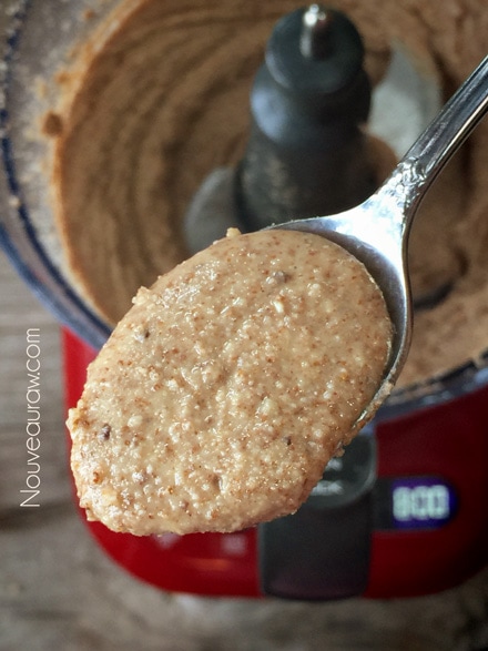 close up of making almond butter 8 minutes