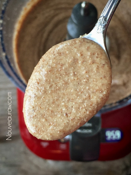 close up of making almond butter 10 minutes