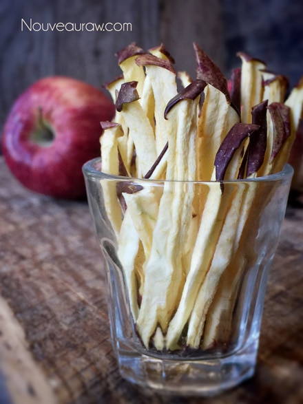 dried apple sticks displayed in a glass