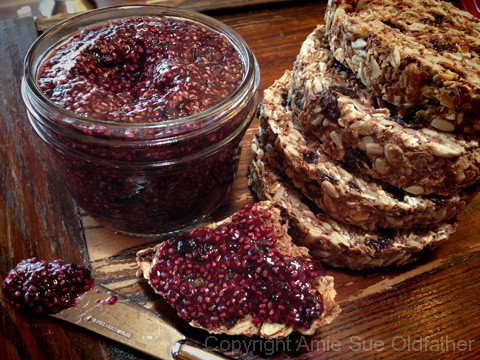 Raw Gluten-Free Seed Of Life Bread Blueberry Mint Chia Jam