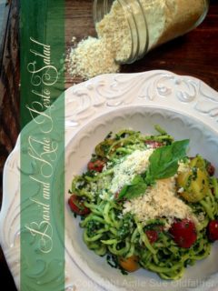 Raw, vegan, gluten free Basil and Kale Pesto Salad