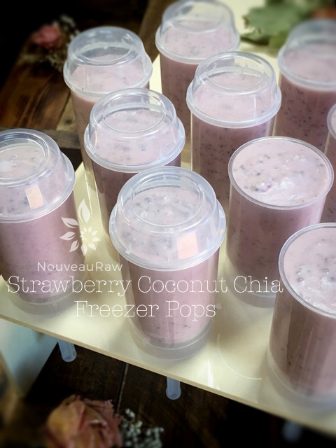 raw vegan Strawberry Coconut Chia Freezer Pops in reusable push pops