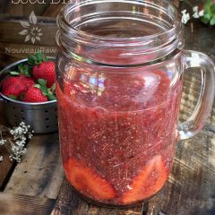 raw, vegan, gluten-free, nut-free, Paleo recipe for Strawberry Lemonade Chia Seed Drink