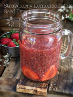 raw, vegan, gluten-free, nut-free, Paleo recipe for Strawberry Lemonade Chia Seed Drink