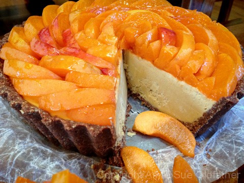 Inside look of Raw Gluten-Free Cardamom Laced Apricot Blush Cream Pie