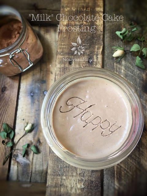 'Milk'-Chocolate-Cake-Frosting in jar with the word Happy printed on it