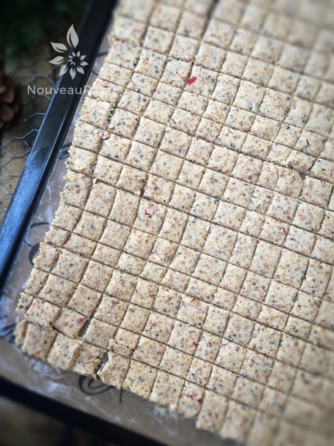 The cereal is all scored and ready for the dehydrator.