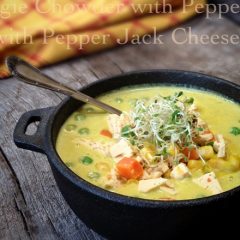 Raw, Gluten Free, and Vegan Chowder with Pepper Jack Cheese