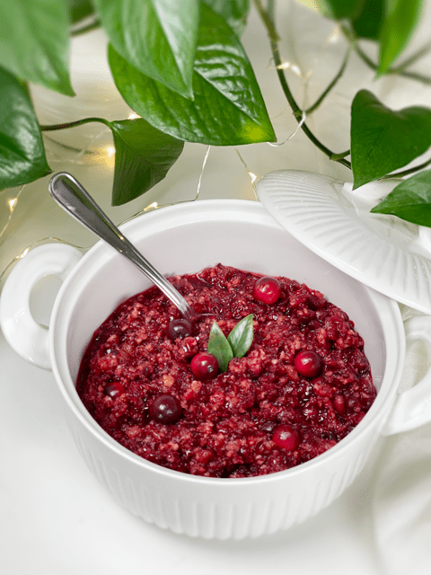 raw vegan Cranberry and Pomegranate Relish
