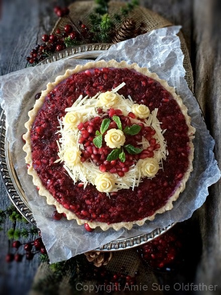 Amazing looking, Incredible Tasting Raw Gluten-Free Pomegranate and Cranberry Relish Cheesecake