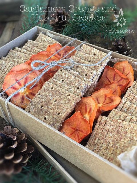 Cardamom Orange and Hazelnut Crackers packed in a gift box