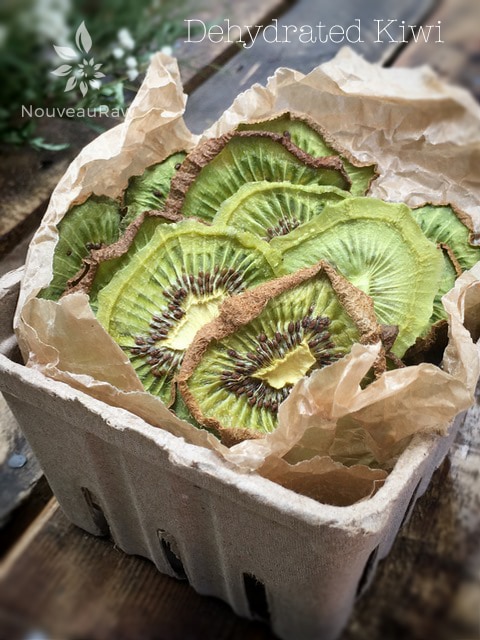 Dehydrated Kiwi served in a cardboard container