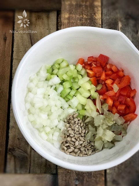 Chunky-Eggless-Egg-Salad ingredients in a bowl