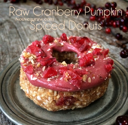 raw frosting served on these Raw-Cranberry-Pumpkin-Spiced-Donuts