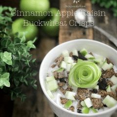 raw vegan Cinnamon-Apple-Raisin-Buckwheat-Crisps with fresh green apple