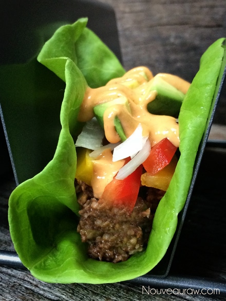 a close up of raw vegan gluten-free Lentil Tacos