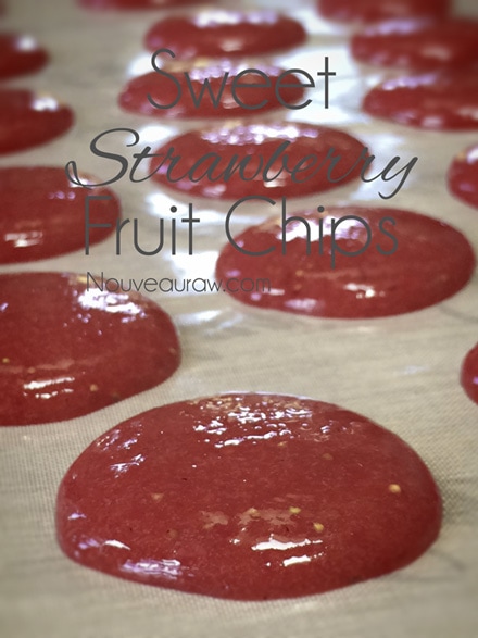 strawberry puree scooped out into discs on a dehydrator tray