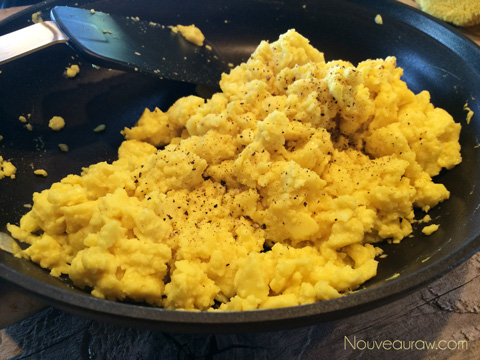 Add a little salt and pepper on to Vegan Tofu-less Scrambled “Eggs', looking yummy