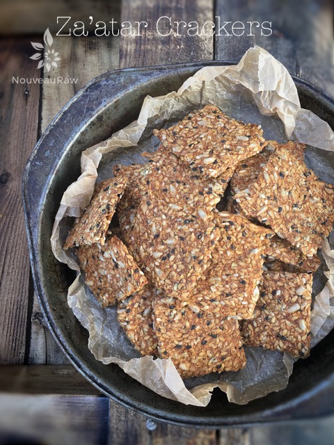 a display of Za'atar Crackers on a wooden table