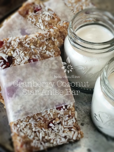 Recipe for Cranberry Coconut Star Anise Bar that's raw, vegan, gluten-free, Paleo