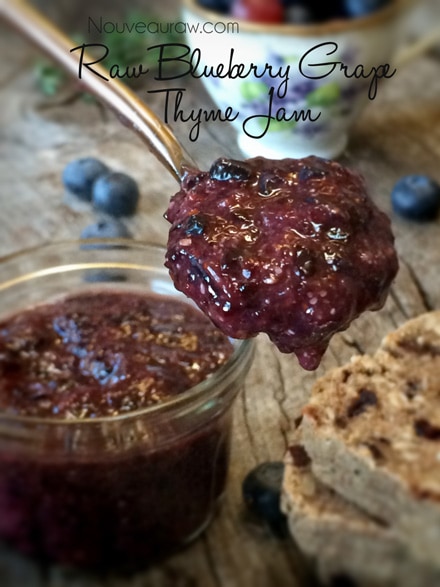 Raw Blueberry Grape Thyme Jam is sugar free and fresh