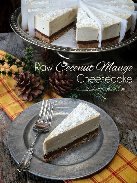Luscious and incredibly smooth Raw Gluten-Free Coconut Mango Cheesecake
