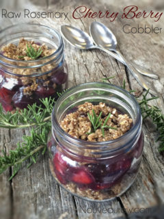 Raw, Vegan, Gluten-Free recipe for Rosemary Cherry Berry Cobbler.